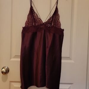 La SENZA Purple Satin Chemise with Spaghetti Straps